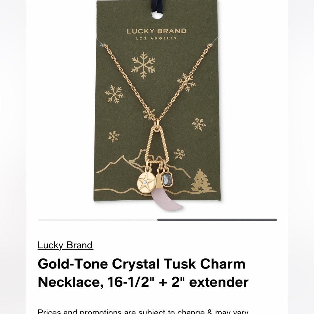 Lucky Brand Gold-tone Crystal Tusk Charm Necklace